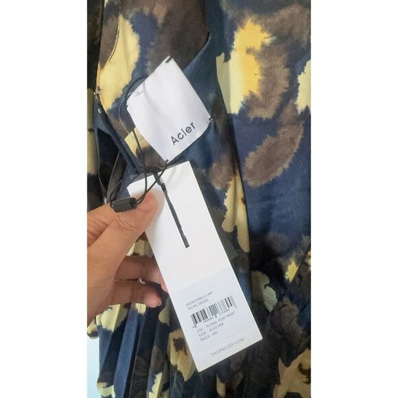 acler palms pleated midi dress floral posy print AU10/US6 - Picture 10 of 13